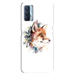 Чехлы с картинкой Лисички для Oppo A92s (VPrint) (Лисичка в цветочках)