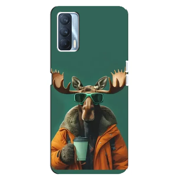 Чехол с принтом «Лось с кофе» для OPPO A92s