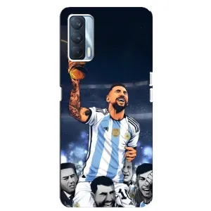 Чехлы для Oppo A92s (Leo чемпион) (AlphaPrint) (Месси с кубком)