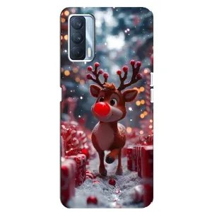 Яркий чехол для OPPO A92s с Зимними Оленятами (Олень среди подарков)