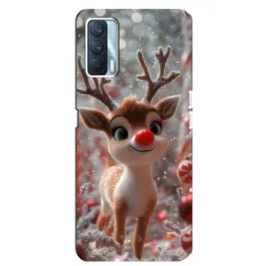 Яркий чехол для Oppo A92s с Зимними Оленятами
