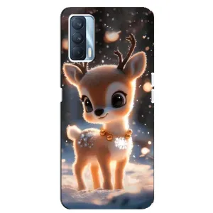 Яркий чехол для OPPO A92s с Зимними Оленятами (Олененок)