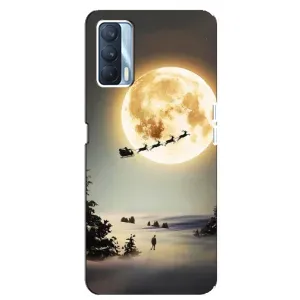 Новогодние, Праздничные Чехлы для Oppo A92s - 2024 год (Санта на луне)