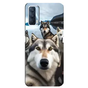 Чехол с Хаски для Oppo A92s - (AlphaPrint) (Селфи ХАски)
