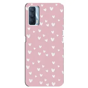 Чехол с розовым рисунком для Oppo A92s (Сердечки на розовом)