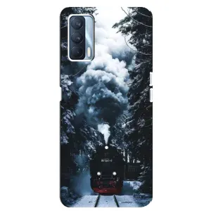 Новогодние, Праздничные Чехлы для Oppo A92s - 2024 год (Зимний поезд)