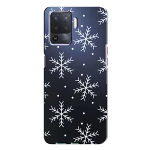 Зимні Чохли для OPPO A94 - прозорий фон (Білі сніжинки)