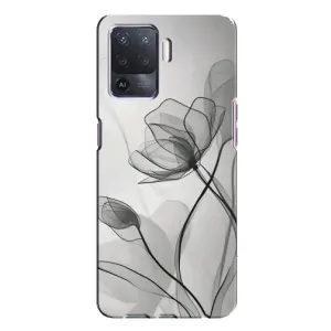 Чохол з квітковим принтом на OPPO A94 (Чорні квіти)