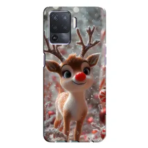 Яркий чехол для Oppo A94 с Зимними Оленятами