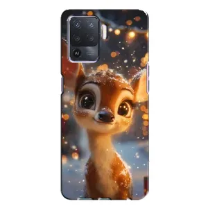 Яркий чехол для OPPO A94 с Зимними Оленятами (Олененок среди гирлянд)