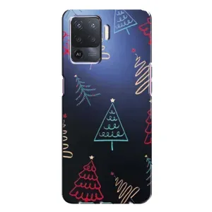 Зимні Чохли для OPPO A94 - прозорий фон (Різдвяні ялинки)
