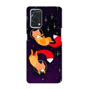 Чехлы с картинкой Лисички для Oppo A95 (VPrint) (Лисички космонавты)