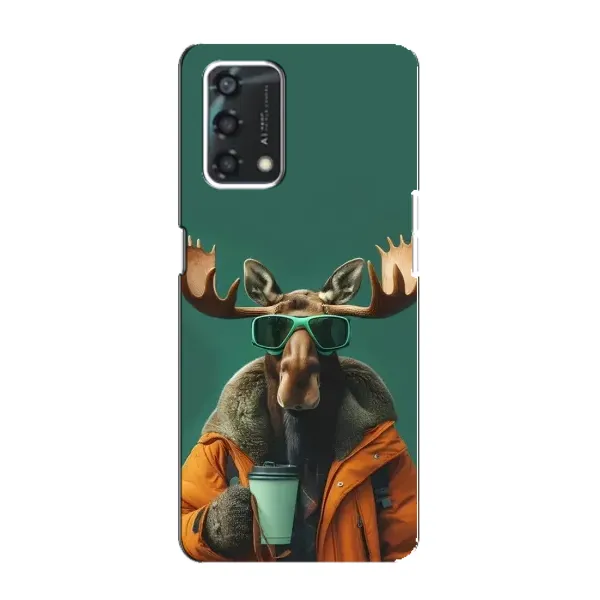Чехол с принтом «Лось с кофе» для OPPO A95