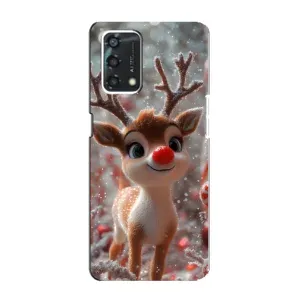 Яркий чехол для Oppo A95 с Зимними Оленятами
