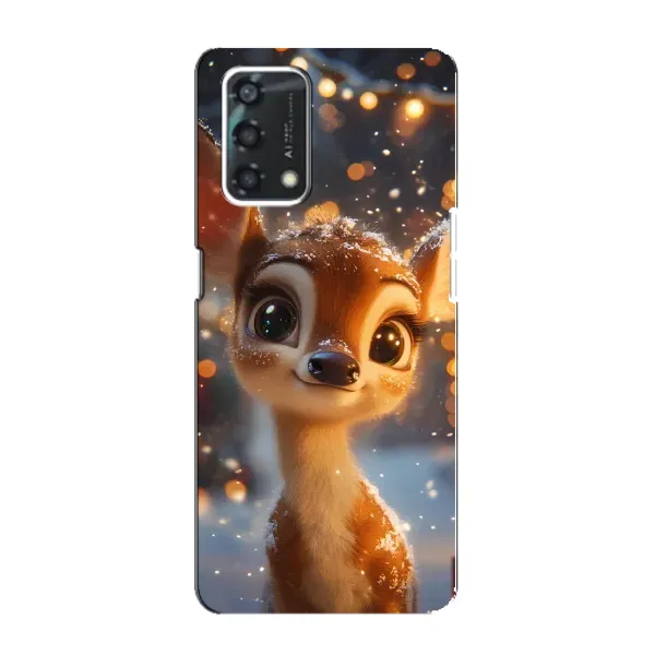 Чохол з принтом «Оленятко серед гірлянд» для OPPO A95 Чохол з принтом «Оленятко серед гірлянд» для OPPO A95