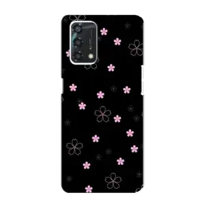 Чехол с розовым рисунком для Oppo A95 (Розовые цветы на черном)