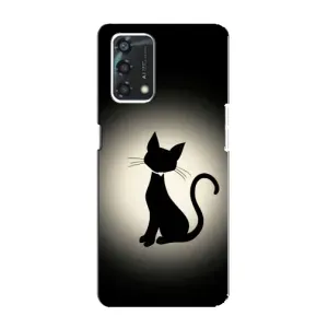 Чехол с принтом для Oppo A95 (AlphaPrint) Модные коты (Силуэт котика)