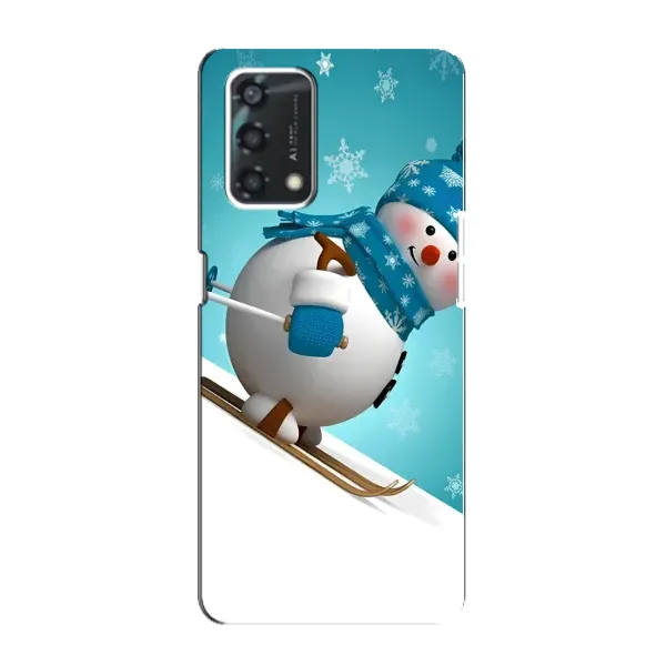 Чехол с принтом «Снеговик на лыжах» для OPPO A95 Чехол с принтом «Снеговик на лыжах» для OPPO A95
