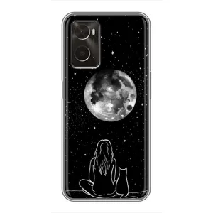Чехол с рисунком кот на Oppo A96 (Девушка с котом)