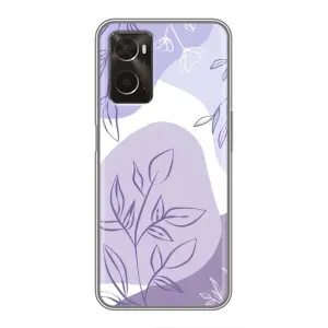 Силиконовый чехол с принтом в цветах на Oppo A96 (Фиолетовые листья абстракция)