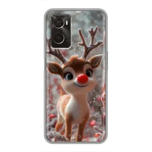 Яркий чехол для Oppo A96 с Зимними Оленятами