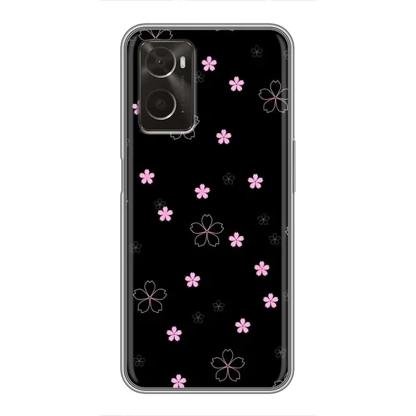 Чехол с принтом «Розовые цветы на черном» для OPPO A96