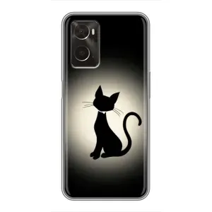 Чехол с принтом для Oppo A96 (AlphaPrint) Модные коты (Силуэт котика)