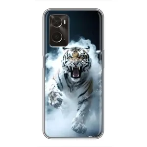 Чехол с картинкой «Хищники» для Oppo A96 (Белый тигр в дыму)