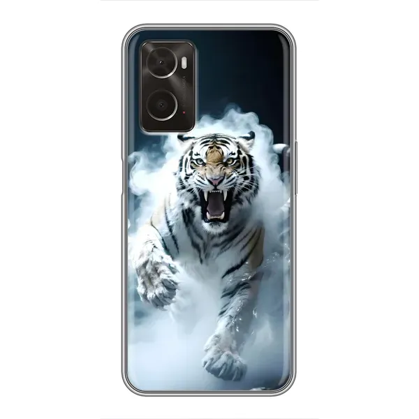Чехол с принтом «Белый тигр в дыму» для OPPO A96