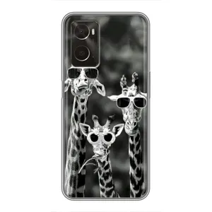 Силиконовый чехол с КАРТИНКАМИ лето для Oppo A96 (AlphaPrint) (Жирафы в очках)