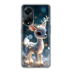 Яркий чехол для OPPO A98 с Зимними Оленятами (Блестящий олененок)
