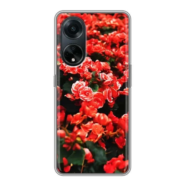 Чехол с принтом «Цветы красные» для OPPO A98 Чехол с принтом «Цветы красные» для OPPO A98