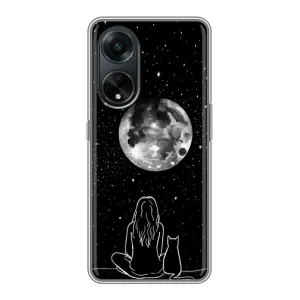 Чехол с рисунком кот на Oppo A98 (Девушка с котом)