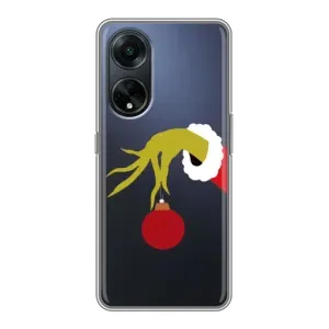 Зимні Чохли для OPPO A98:
ОППО А98 - прозорий фон (Грінч з іграшкою)