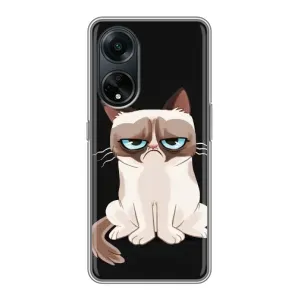 Чехол с принтом для Oppo A98 (AlphaPrint) Модные коты (Грустный кот)