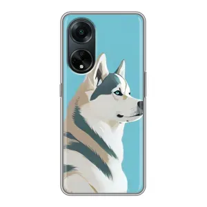 Чехол с Хаски для Oppo A98 - (AlphaPrint) (Хаски арт)