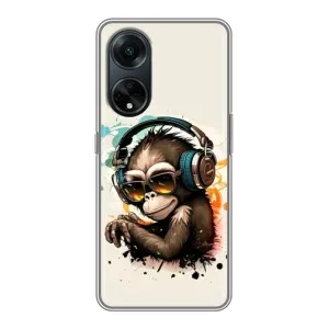 Чохол з Мавпами Oppo A98 - (AlphaPrint) (Макака в навушниках)