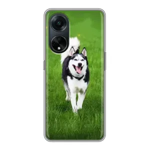 Чехол с Хаски для Oppo A98 - (AlphaPrint) (Радостный Хаски)