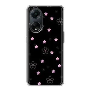 Чохол з розовим принтом для Oppo A98 (Рожеві квіти на чорному)