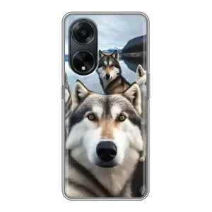 Чехол с Хаски для Oppo A98 - (AlphaPrint) (Селфи ХАски)