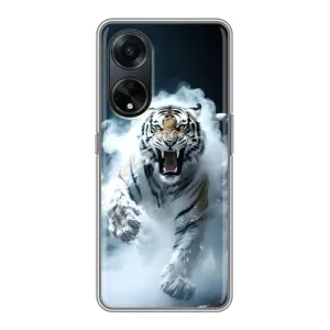 Чехол с картинкой «Хищники» для Oppo A98 (Белый тигр в дыму)