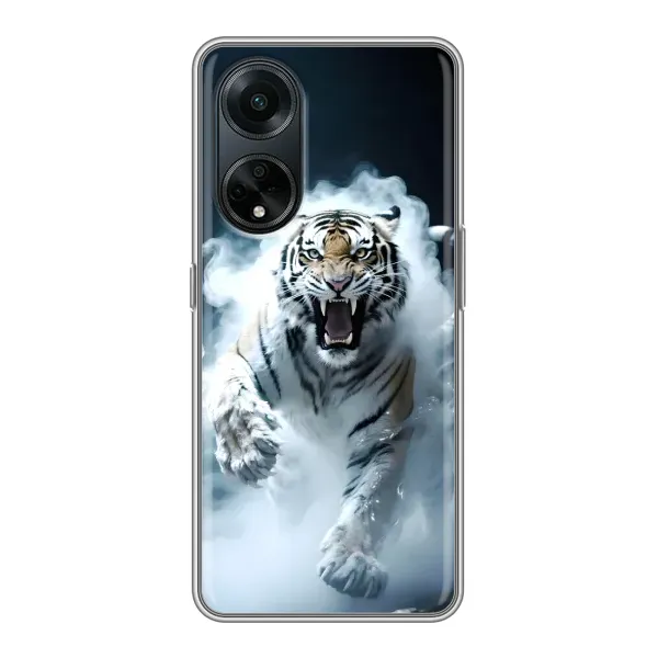 Чехол с принтом «Белый тигр в дыму» для OPPO A98 Чехол с принтом «Белый тигр в дыму» для OPPO A98