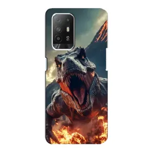 Чехол с картинкой «Хищники» для Oppo F19 Pro Plus 5G (Огненный динозавр)