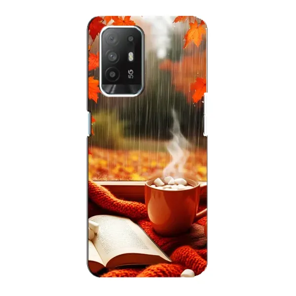 Чехол с принтом «Кофе и дождь» для OPPO F19 Pro Plus 5G