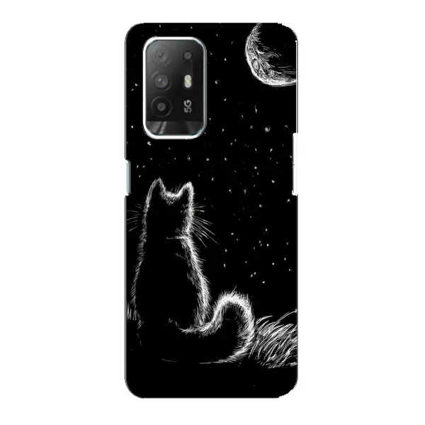 Чехол с принтом «Котик и луна» для OPPO F19 Pro Plus 5G Чехол с принтом «Котик и луна» для OPPO F19 Pro Plus 5G