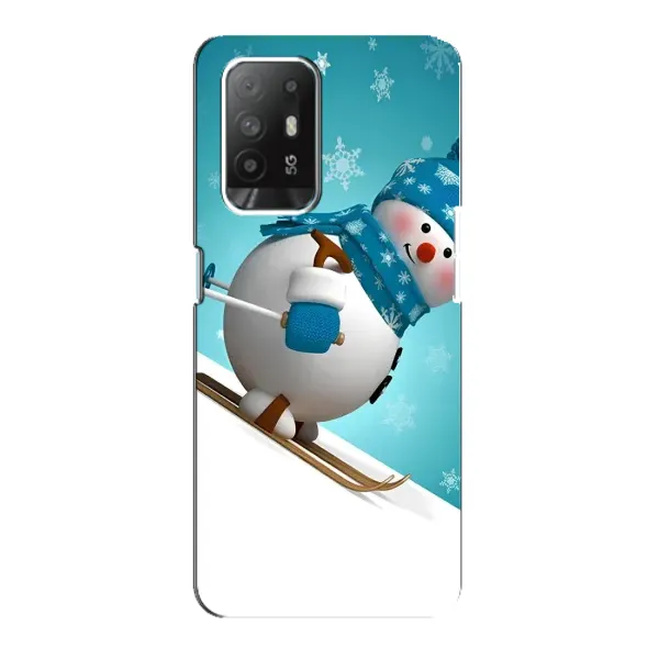 Чехол с принтом «Снеговик на лыжах» для OPPO F19 Pro Plus 5G