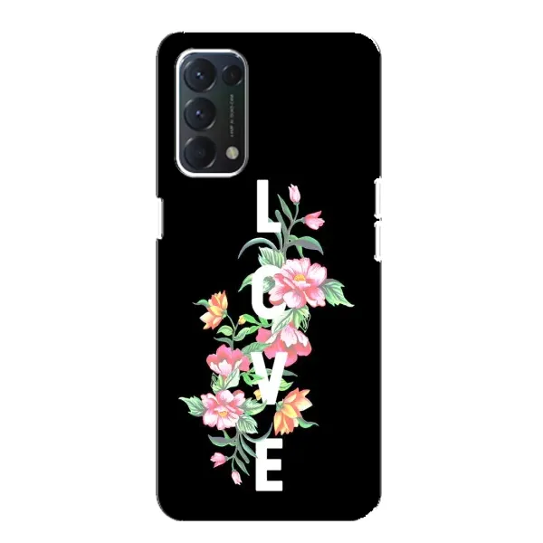 Чехол с принтом «Цветы LOVE» для OPPO F19 Чехол с принтом «Цветы LOVE» для OPPO F19