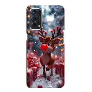 Яркий чехол для OPPO F19 с Зимними Оленятами (Олень среди подарков)