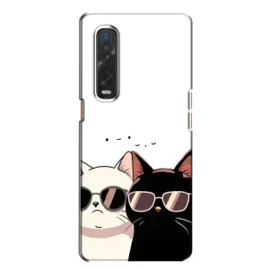 Чохол з принтом «Коти в окулярах» для OPPO Find X2