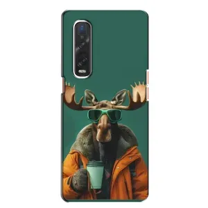 Чохол з принтом стильні тварини для OPPO Find X2:
				ОППО Файнд Ікс2 (Лось з кавою)